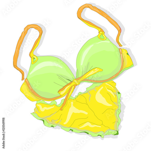 Female swimming suit. Woman's clothes. Vector.
