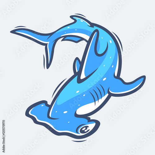 Hammerhead shark sea life vector illustration
