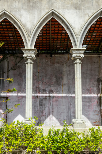 Bild auf Leinwand wall ,pole and eaves stucco architecture