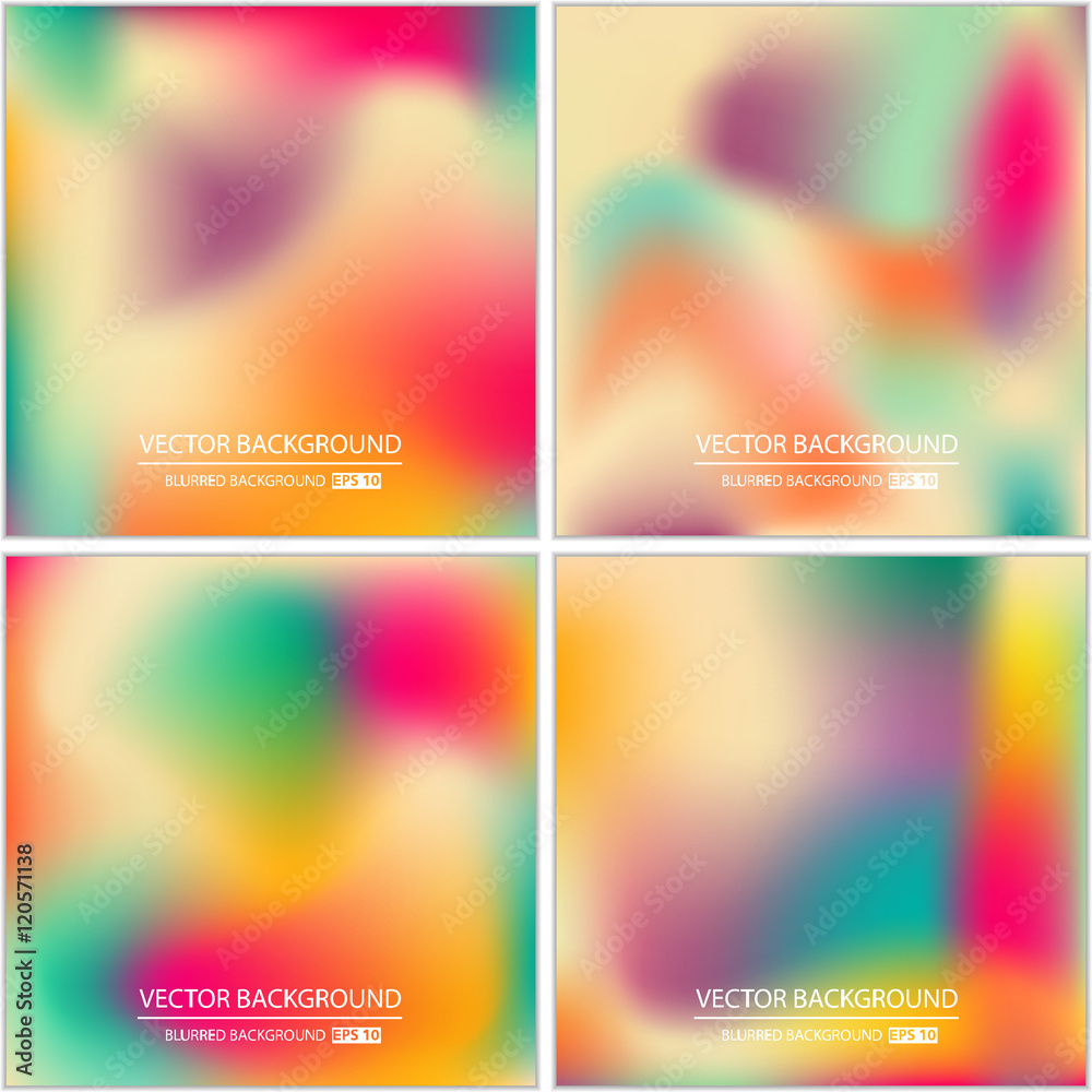 Abstract Creative concept vector multicolored blurred background set. For Web and Mobile Applications, art illustration template design, business infographic and social media, modern decoration