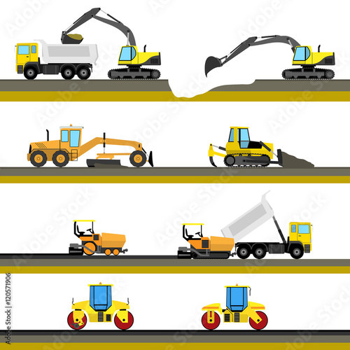 Set of seamless horizontal road construction