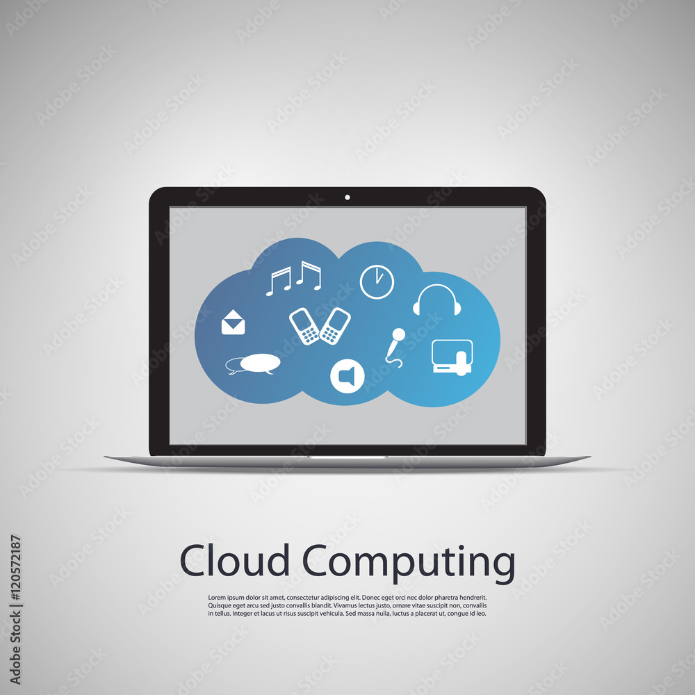 Cloud Computing Concept with Laptop Computer Cloud Computing Concept with Laptop Computer