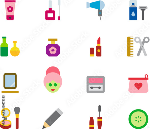 BEAUTY: COSMETICS & MAKEUP colored flat icons
