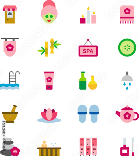 SPA & WELLNESS colored flat icons