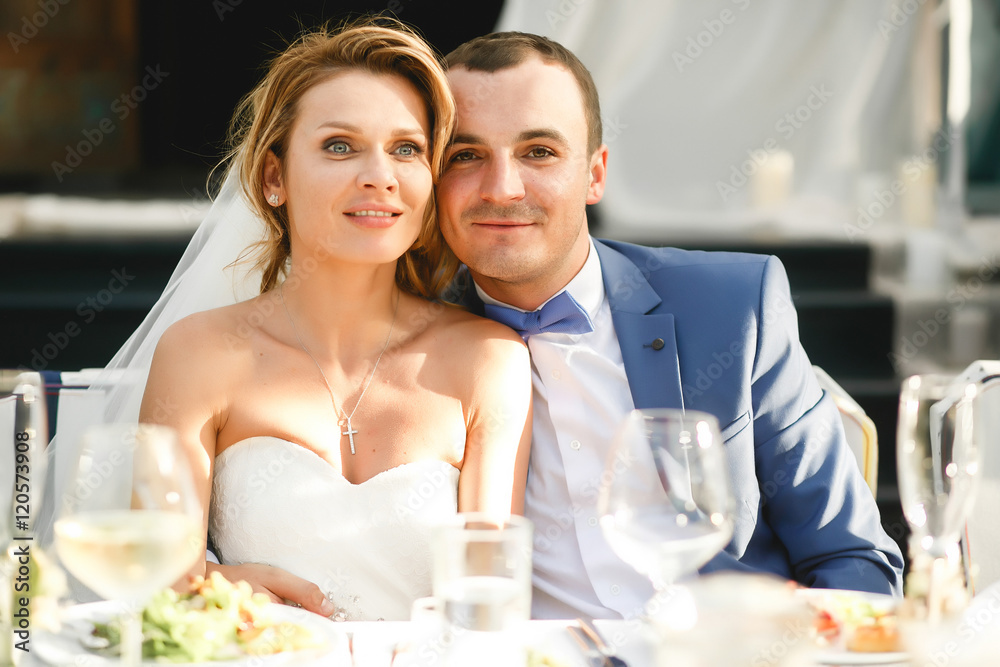 Young beautiful stylish smiling newlyweds Young beautiful stylish smiling newlyweds