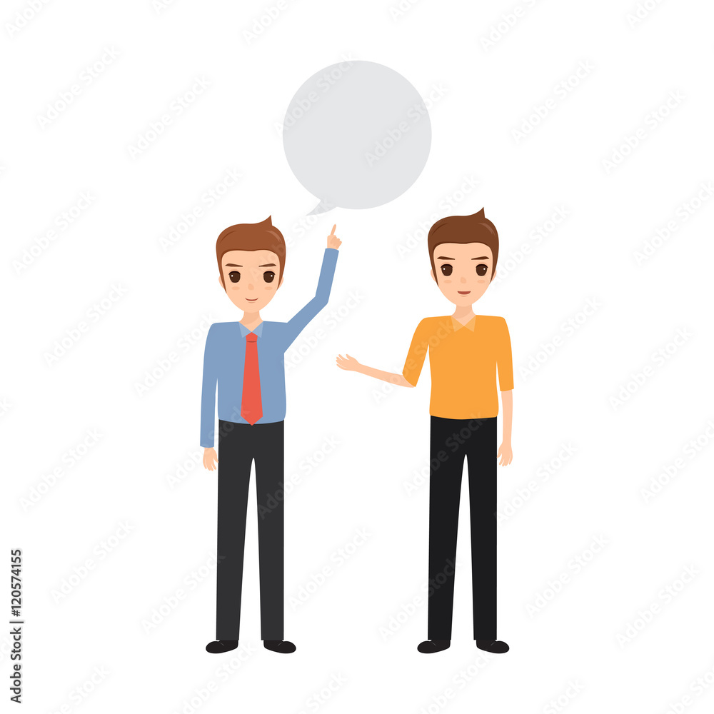 Two business man talking with bubble speech. Two business man talking with bubble speech.