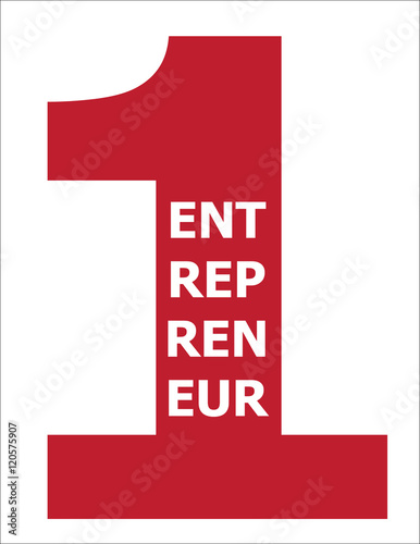 A red number one containing the word Entrepreneur on a white background