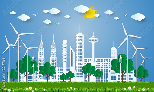 The concept of City go Green,Green City concept. Vector Illustra