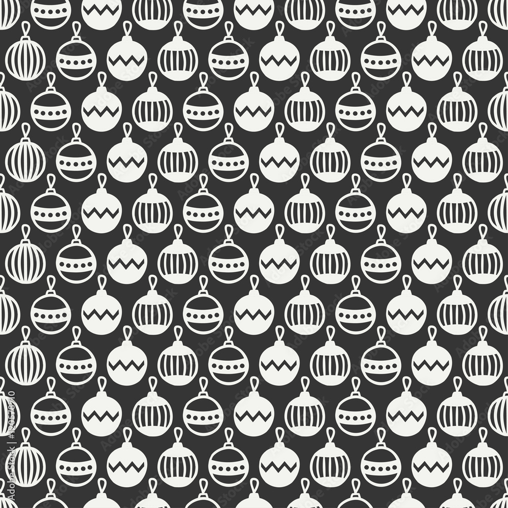 Fototapeta premium Merry Christmas and Happy New Year 2017. Christmas season hand drawn seamless pattern. Vector illustration. Doodle style. Decorations. Winter holiday backgrounds for design. Deer, snowflakes, Santa