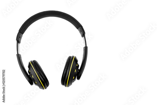 Black Headphones isolated on White Background