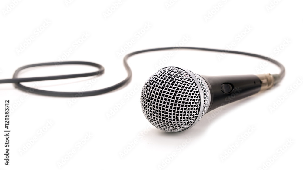 Naklejka premium Mikrofon odizolowywający na białym tle