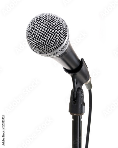Microphone on stand contains clipping path