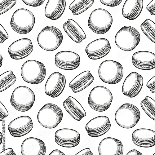 Seamless pattern with macaroons. 