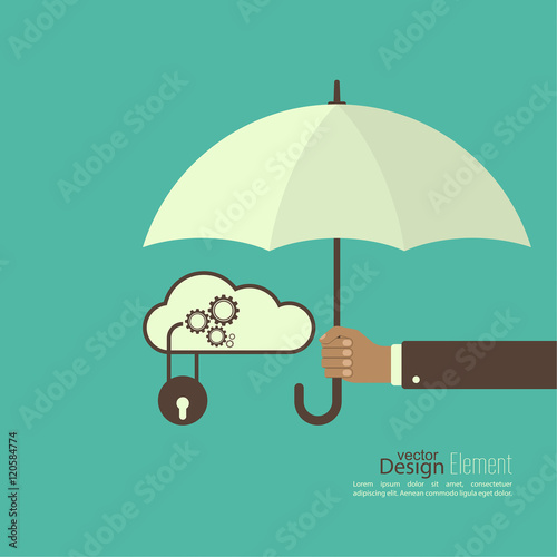 Male hand holding an umbrella.