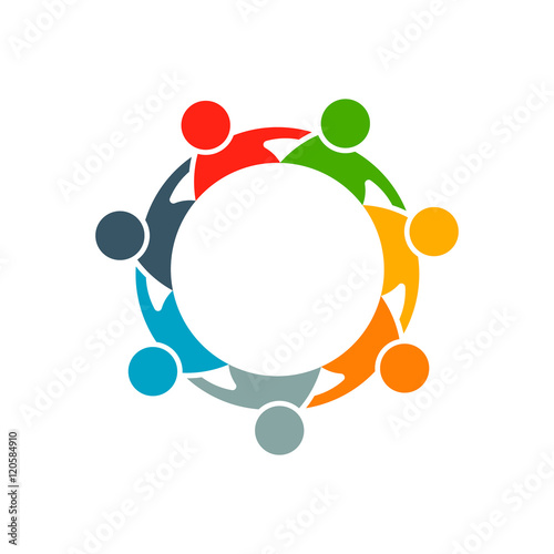  People Group Collaboration Logo. Vector graphic design illustra