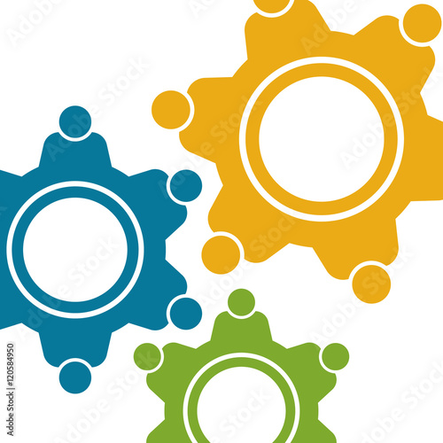 Gears People in motion. Teamwork Concept. Vector graphic design