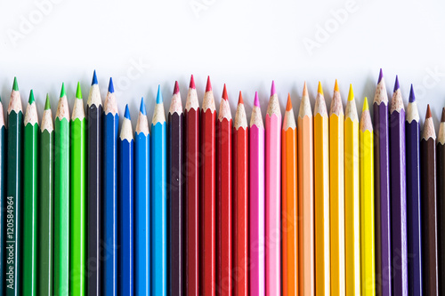 Color pencils on white background