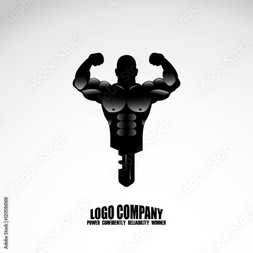 Bodybuilder Fitness Model Illustration. logo company