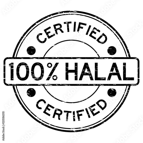 Grunge black 100 percent halal certified rubber stamp