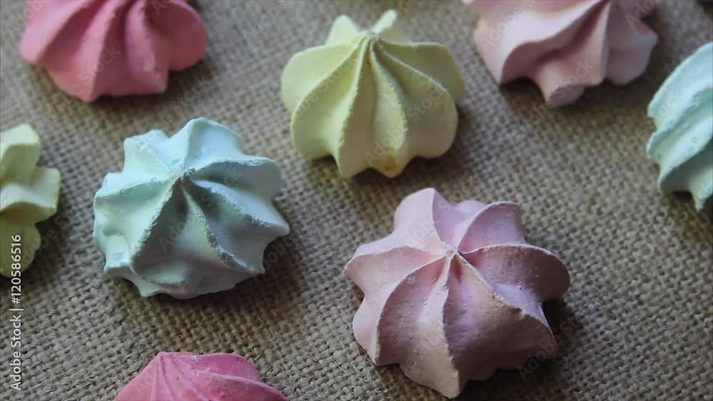 Freshly made meringue cookies, rotating Freshly made meringue cookies, rotating