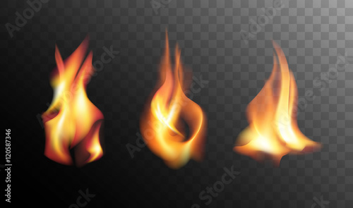 Realistic Fire Flames on a Transparent Background.