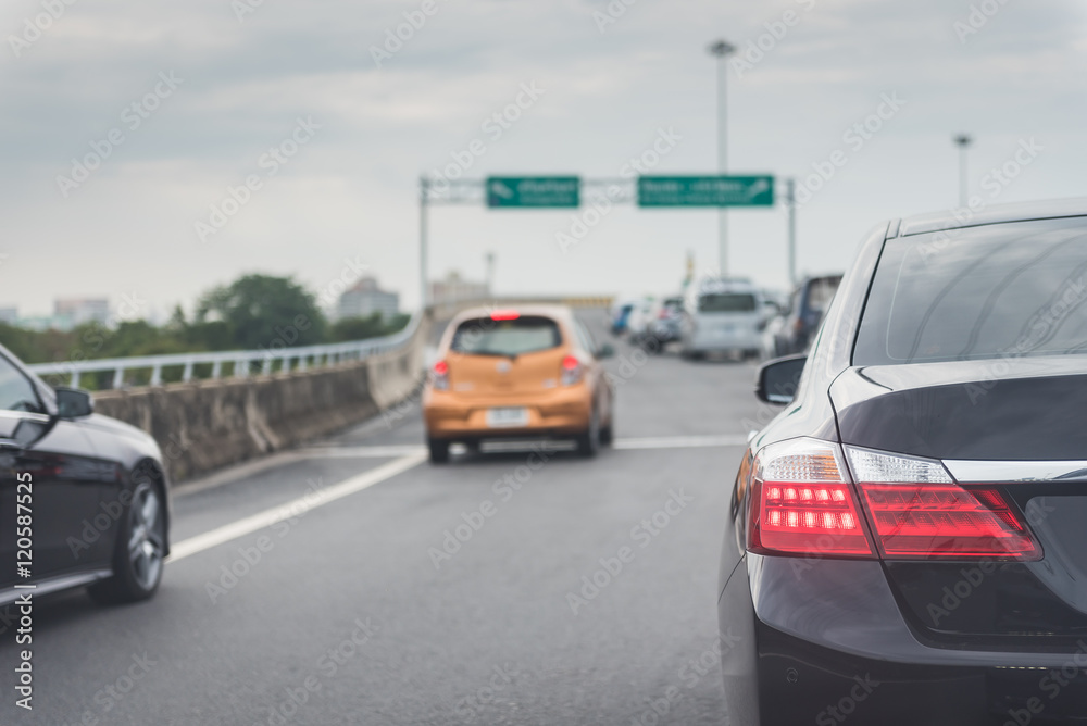 traffic jam with row of cars