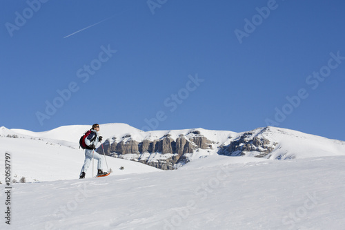 woman hiking in the snow © plprod