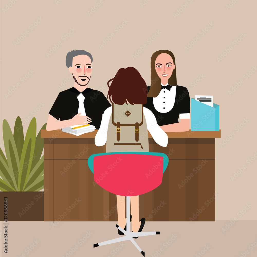 school student conversation with principal teacher interview Stock ...