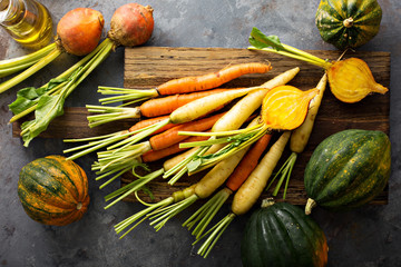 Big pile of autumn produce ready to be cooked