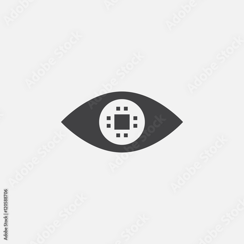 cyber eye solid icon, ocular chip vector illustration, pictogram isolated on white