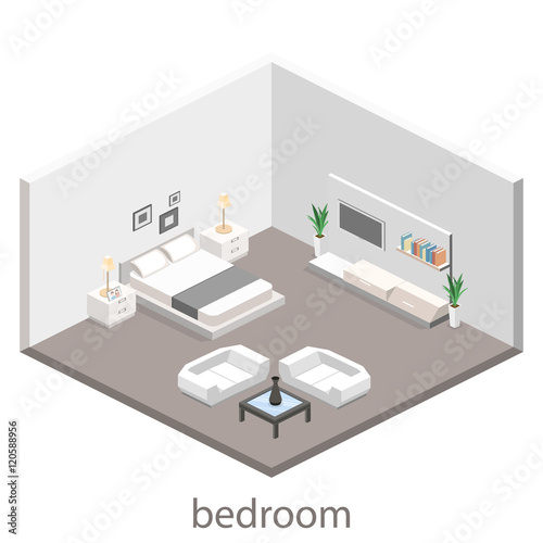 modern bedroom design in isometric style. © reenya