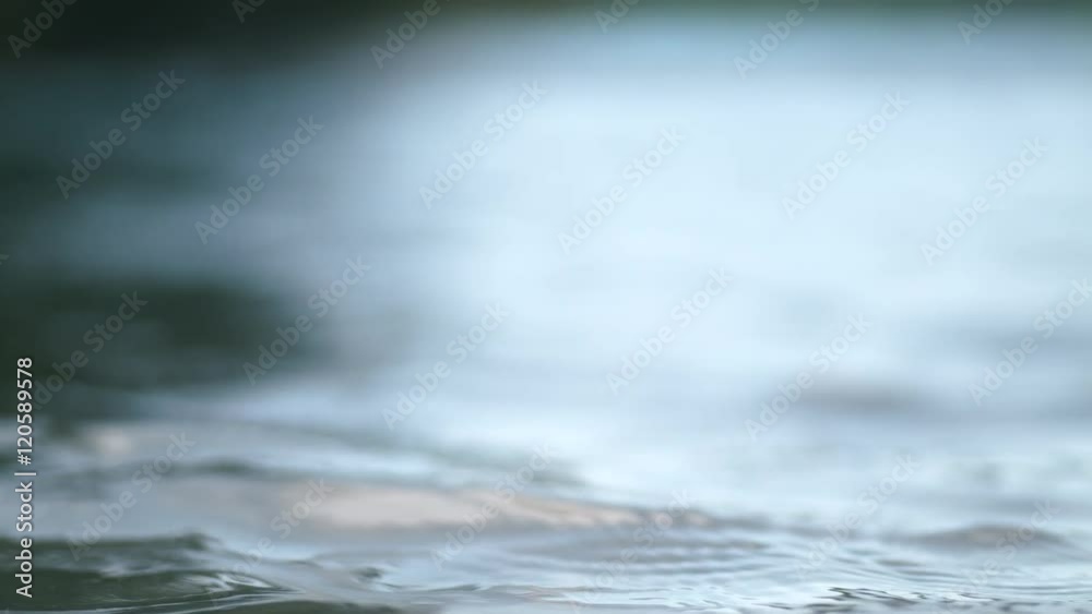 Close up water surface in lake. Shot with high speed camera, phantom flex 4K.  Slow Motion. 