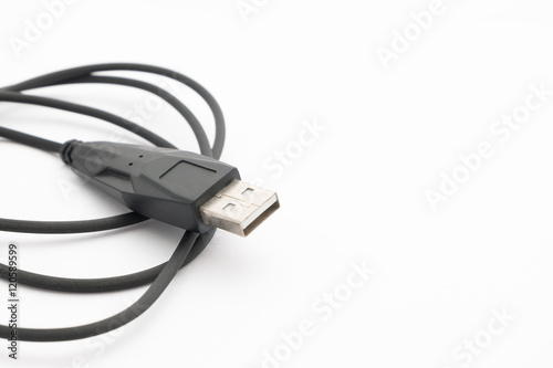 USB cable plug isolated on white background