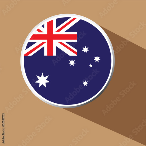 Vector - Australia flag button icon with long shadow 