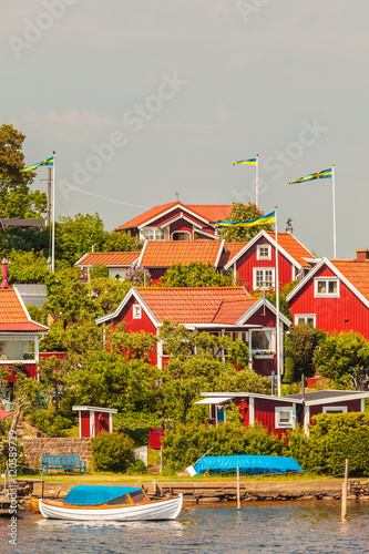 Typical swedish wooden houses in Karlskrona photo