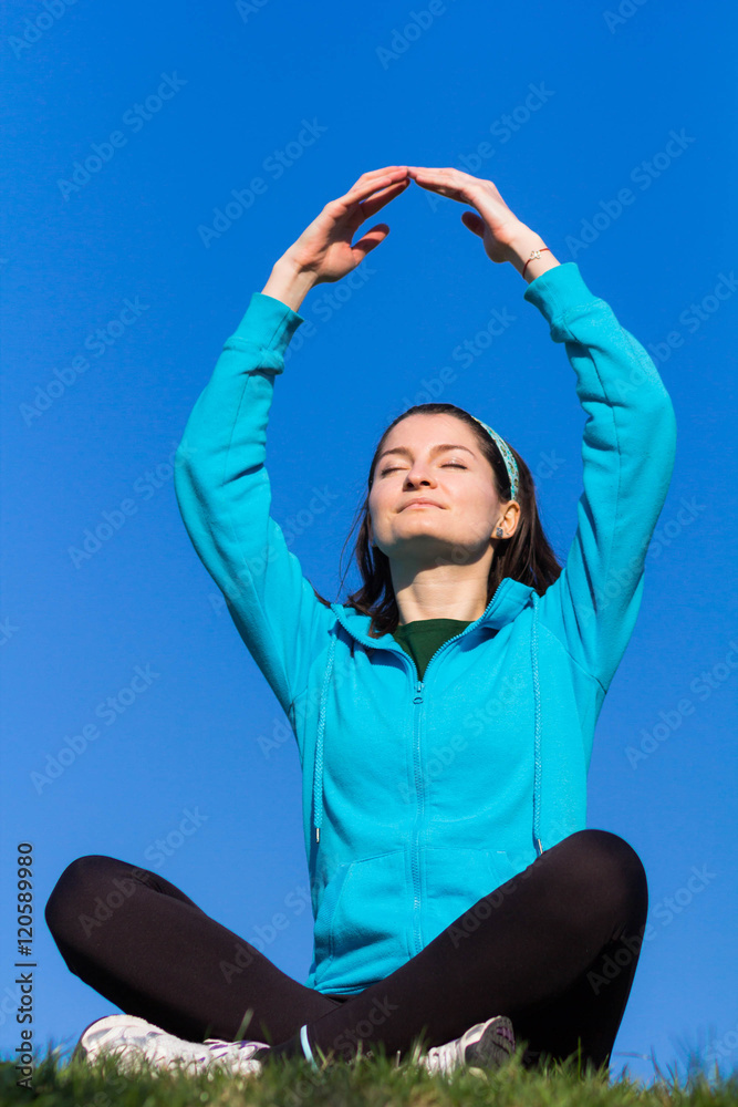 Naklejka premium Meditating in nature