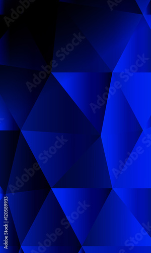 Vertical banner of polygonal elements. Blue gradient triangles. Vector illustration.