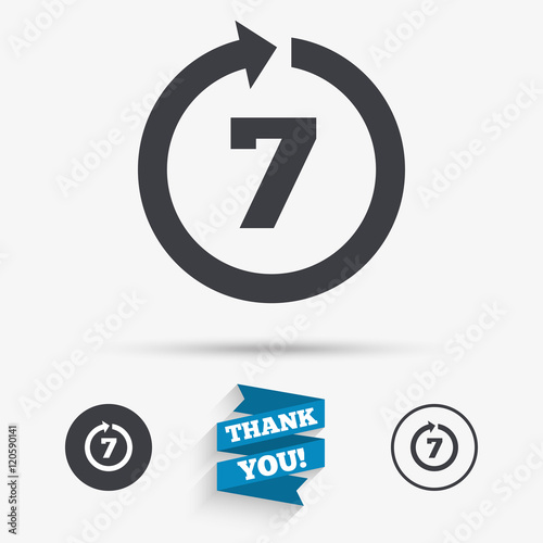 Return of goods within 7 days sign icon.
