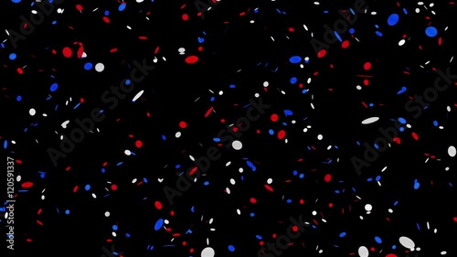 confetti circular red blue white on black - 4k 30fps loop