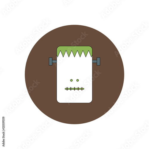 Vector illustration in flat design Halloween icon Frankenstein monster