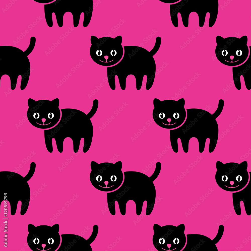 Seamless pattern. Kitten on a pink background. Seamless pattern. Kitten on a pink background.