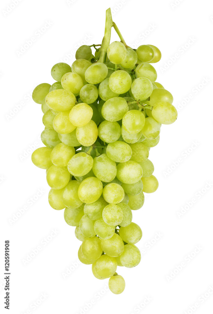 bunch of ripe and juicy green grapes close-up on a white backgro bunch of ripe and juicy green grapes close-up on a white backgro