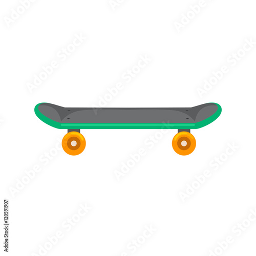 isolated skateboard with wheel for active lifestyle, extreme sport for youth activity, balance street transport vector illustration