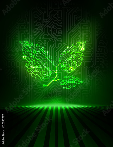 Vector circuit board leaves. Concept of innovation or csr concept