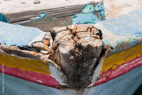 Bow of old fishing boat of traditional construction