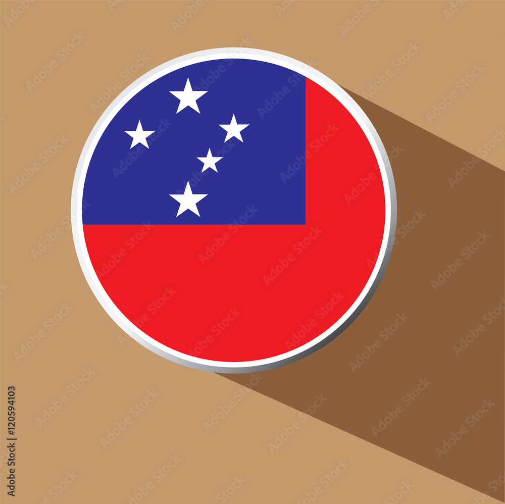 Vector - Samoa Flag button icon with long shadow Vector - Samoa Flag button icon with long shadow