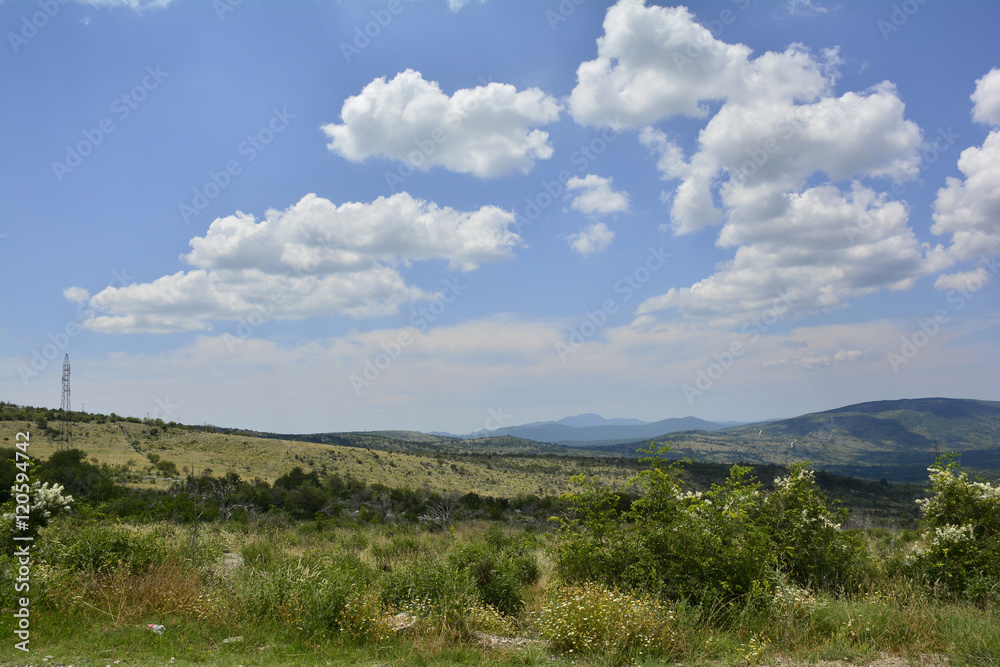 Fototapeta premium The landscape near the village of Ljubinje in Republika Srpska, Bosnia and Herzegovina. 
