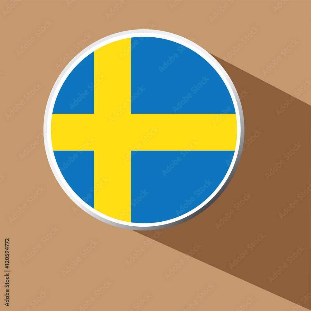Obraz premium Vector - Sweden flag button icon with long shadow 