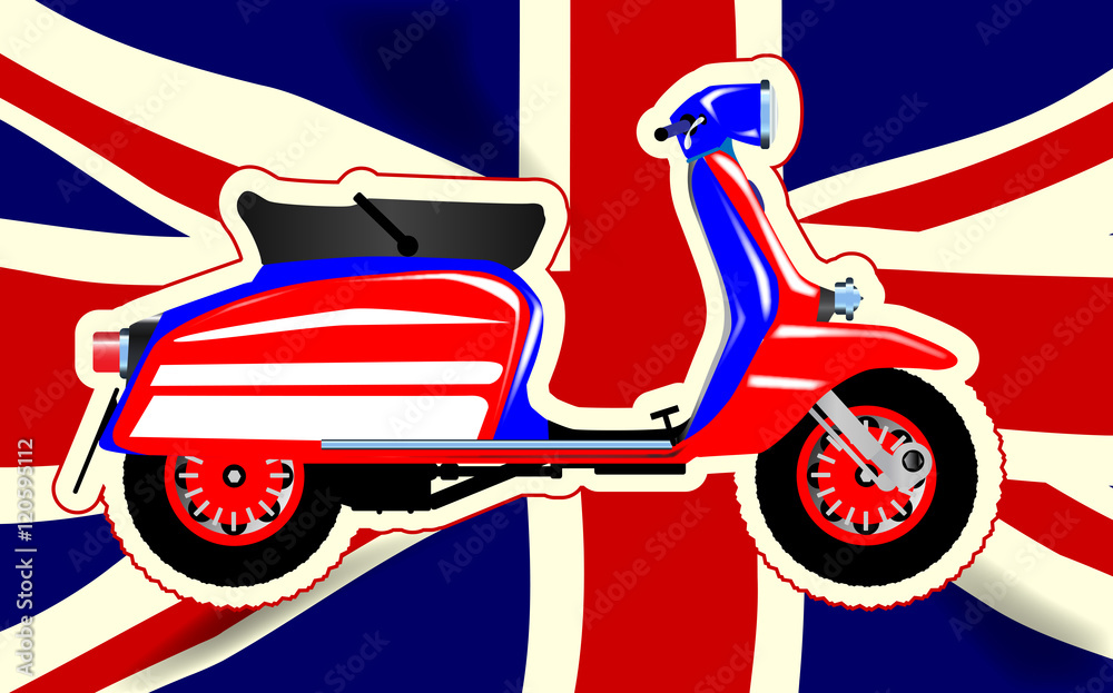 60s Motor Scooter Over Union Jack
