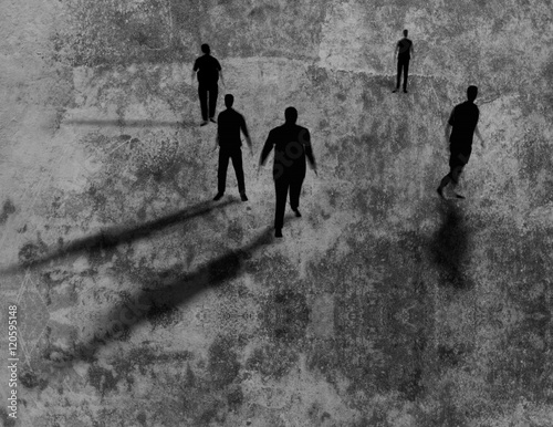 Slika na platnu Shadows of men on grungy texture 3d rendring.